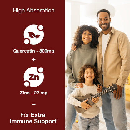 Sandhu's Zinc Quercetin 120 Vegetarian Capsules (Pack of 1) | High Absorption Zink Supplements for Immunity and Seasonal Allergy | Antioxidant Immune Support Sandhu's