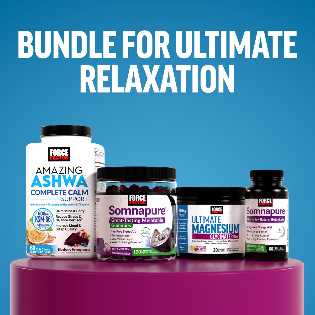 Force Factor Ultimate Magnesium Supplement, 330mg Magnesium Glycinate & Magnesium Citrate, Like Magnesium Gummies, Support Calm, Relaxation, Force Factor