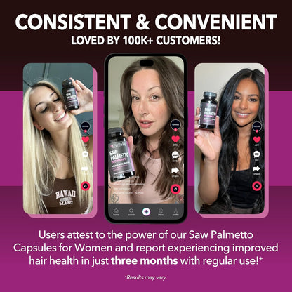 Saw Palmetto for Women with Bitoin 5000mcg Per Serving, 30-Day Supply | Vegan, Non-GMO DHT Blocker for Women for Hair, Skin and Nails, Saw Palmetto Extract with Biotin for Thicker Looking Hair Gsupps Australia