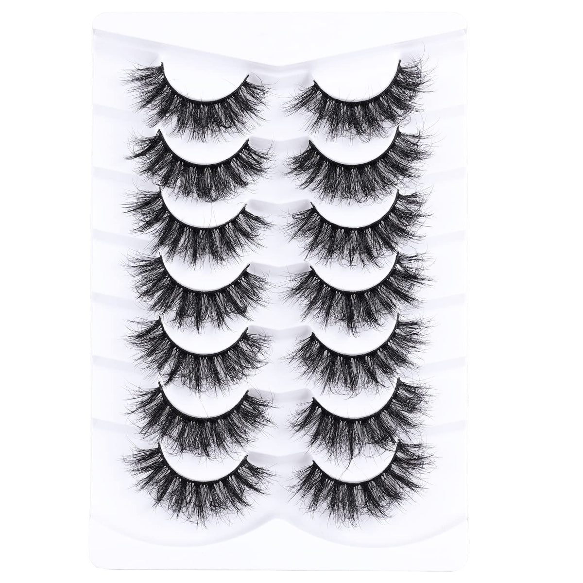Mebver Lashes Eyelashes 8D Fluffy False Eyelashes Wispy Faux Mink Lashes Light Weight Fake Eyelashes Cat Eye Lashes 7 Pairs Pack, Black Mebver