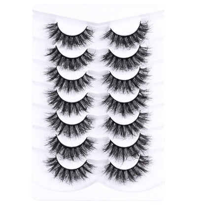 Mebver Lashes Eyelashes 8D Fluffy False Eyelashes Wispy Faux Mink Lashes Light Weight Fake Eyelashes Cat Eye Lashes 7 Pairs Pack, Black Mebver