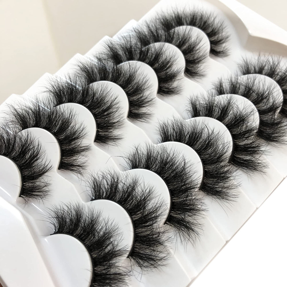 Pooplunch False Eyelashes Faux Mink Lashes Cat-Eye Look 18MM Wispy Long 8D Volume Fake Eyelash Strips 7 Pairs Pack Pooplunch