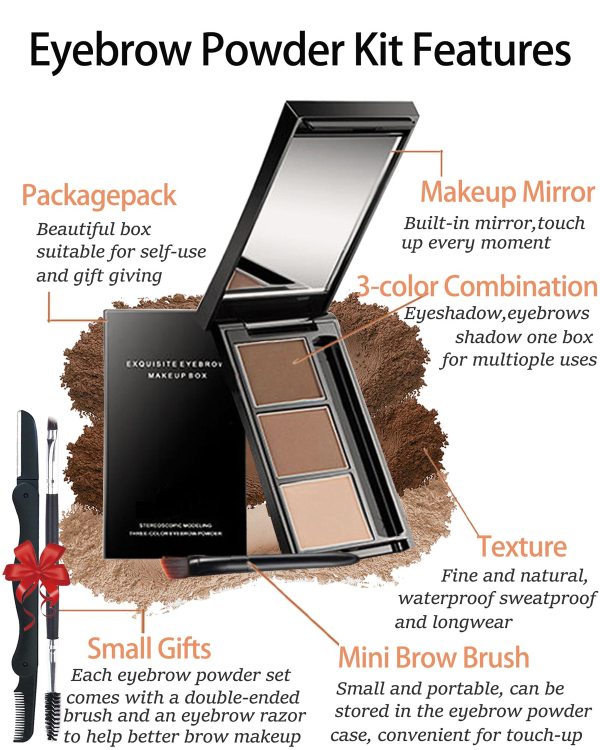 Eyebrow Powder Kit,Waterproof Eye Brow Tinting Filler Palette Set for Women LYSdefeu