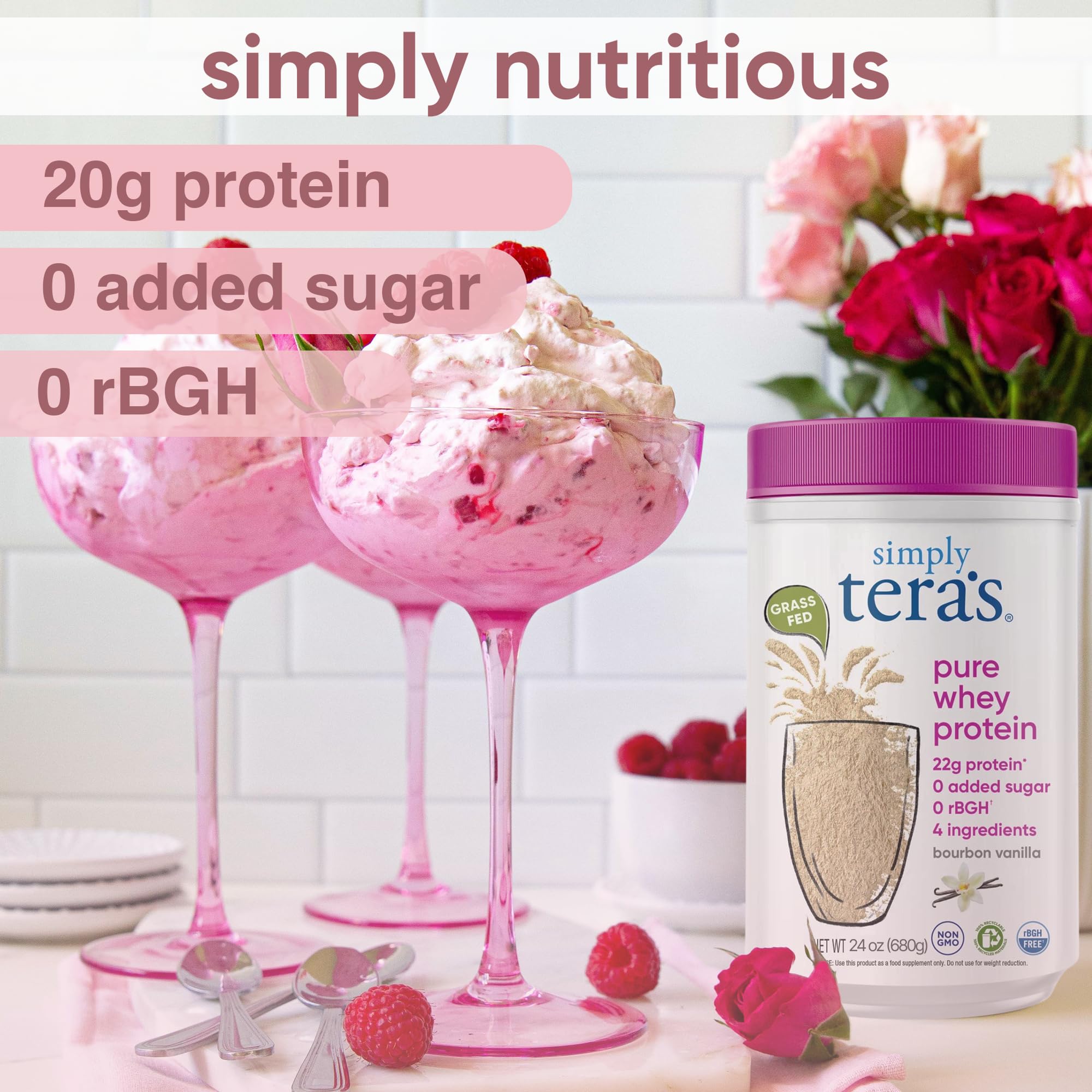 simply tera's Pure Whey Protein Powder - Grass Fed Vanilla Whey Protein Powder, Clean, Made Without Artificial Sweeteners, Non-GMO, Kosher, rBGH-Free, Soy-Free - 24 Oz simply tera's buy australia supplements
