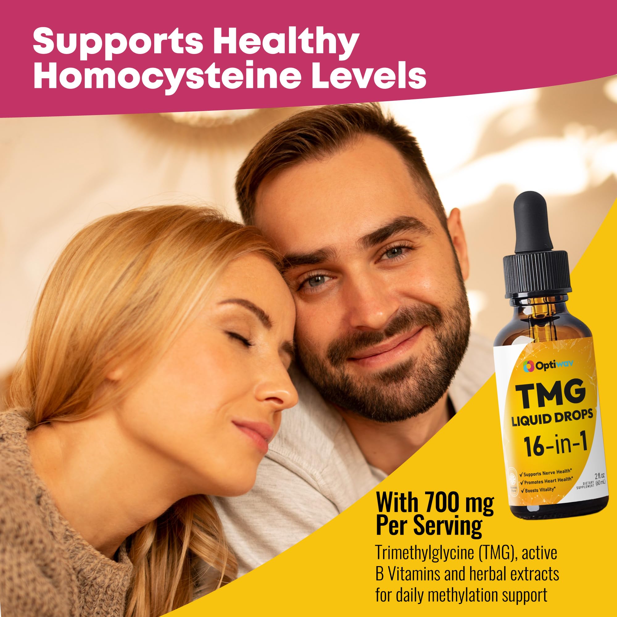 Optiwav TMG Trimethylglycine Liquid Drops - Betaine High Absorption Methylated Vitamins Supplement for Homocysteine Methylation & Heart Health Support - Orange Flavor Gluten Free Vegan - 2 fl oz Optiwav buy australia supplements