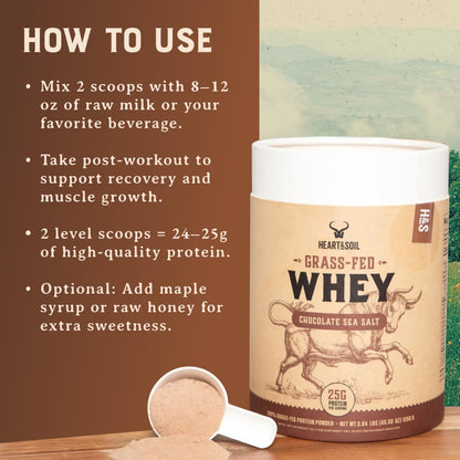 100% Grass Fed Whey Chocolate Protein Powder – Only Four Ingrediants, Absolutely Nothing Artificial – 25g of Grass Fed Whey Protein Per Serving – Clean Post Workout Recovery Powder – 2.84 lbs