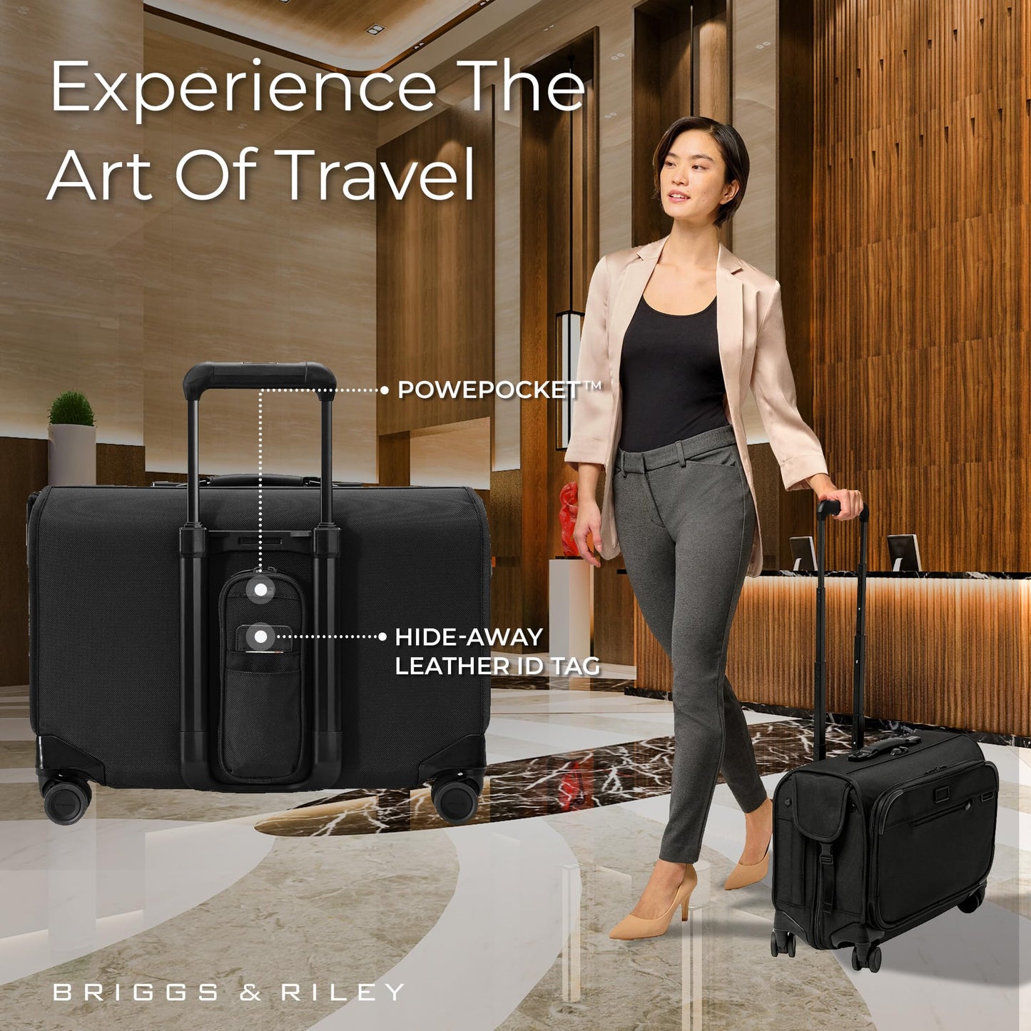 Briggs & Riley Deluxe Wardrobe Spinner - Checked Luggage for Travel, Suitcases with Wheels, Softside Rolling Bag for Men & Women, Built in Hook for Clothes - Baseline Collection, Black Gsupps Australia