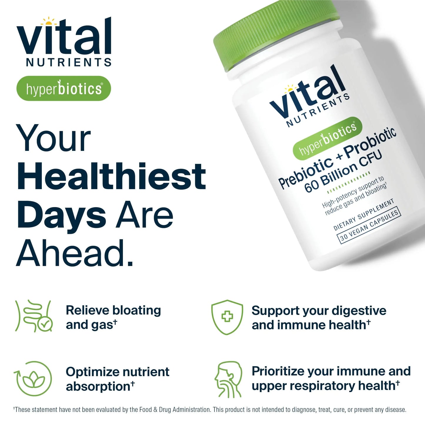 Hyperbiotics Vital Nutrients Prebiotic and Probiotic for Women and Men | 60 Billion CFU | Pre and Probiotics Supports Digestive Health, Constipation, Diarrhea, Hyperbiotics