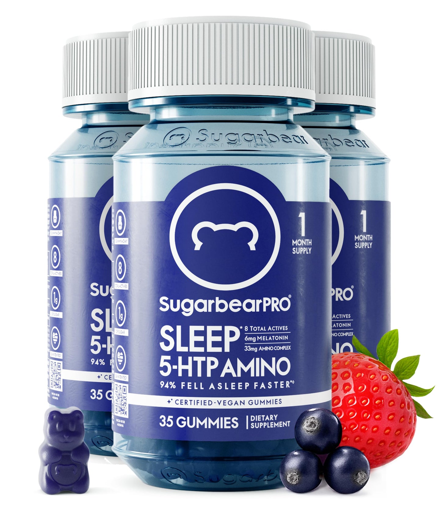 SugarBearPro Sleep Gummy 2 Month Supply, Extra Strength Melatonin 6mg, for Men & Women, Vegan Vitamin B6, L-Theanine, 5 HTP, Valerian, Sleep Aid for Adults & Teens, Certified Kosher