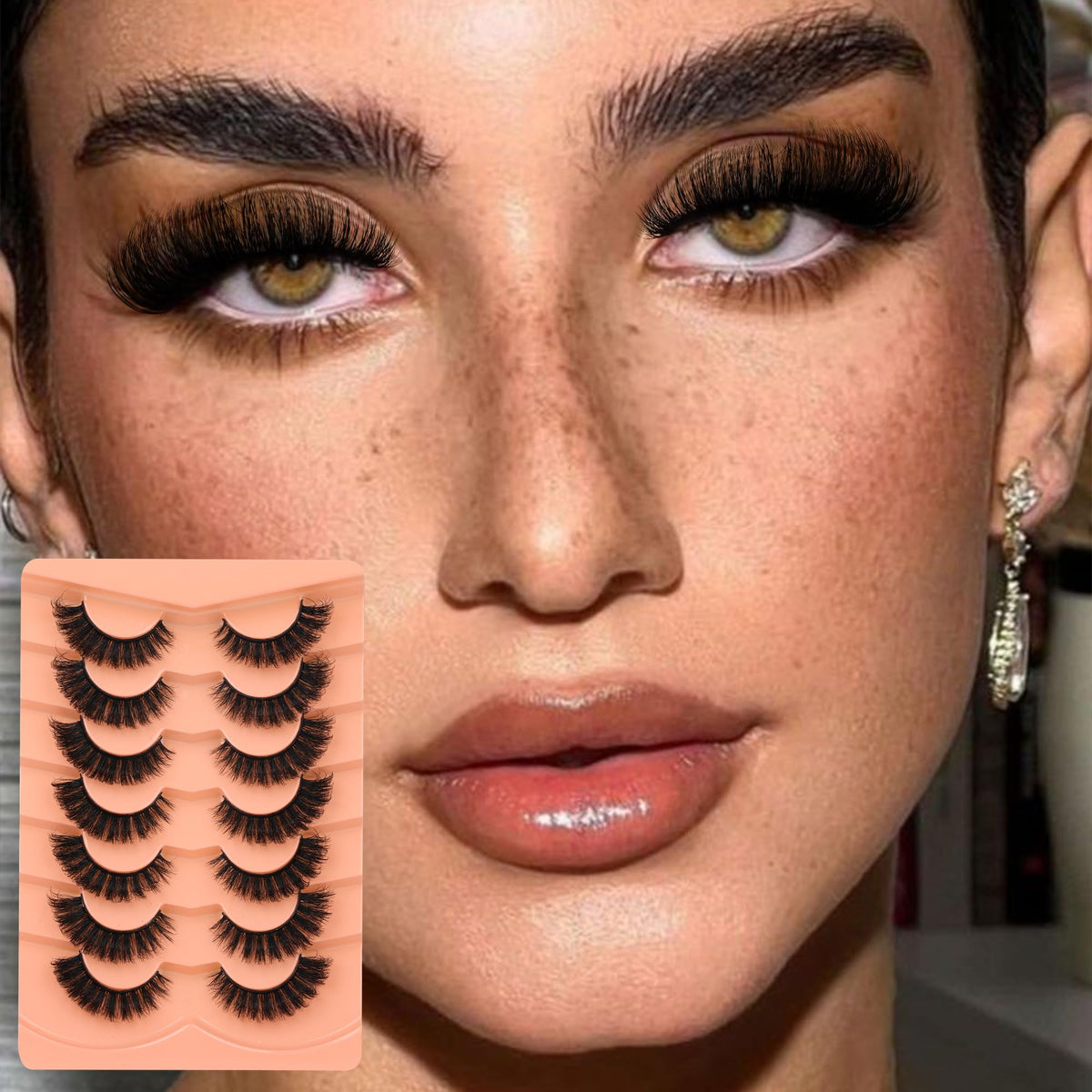 False Eyelashes Full Mink Lashes Long Eyelashes 200D Wispy Thick Russian Strip Lashes Cat Eye Volume Lash Strips D Curvature Dramatic 7 Pairs Fake Lash Extensions by Boahankuke Boahankuke
