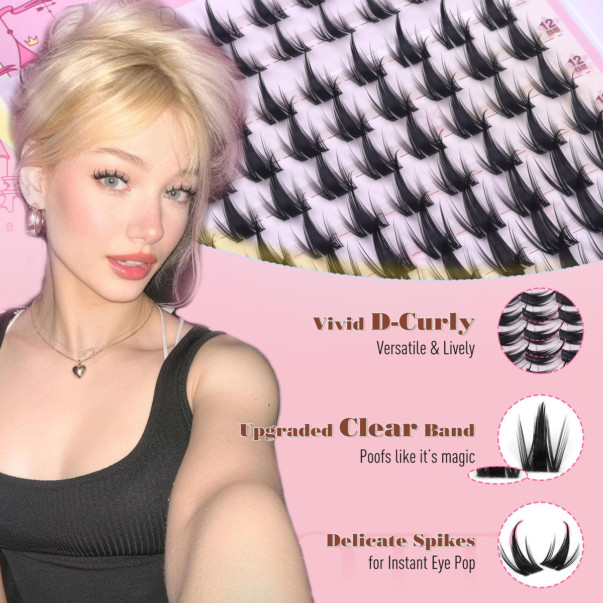Manga Lash Clusters with Spikes Anime Lashes Cluster Natural Cluster Eyelash Extensions Wispy Spiky Fairy Individual Lashes Invisible Clear Band DIY Lash Extensions 10-16MM 120PCS by zenotti zenotti