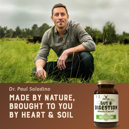 HEART & SOIL 100% Grass Fed & Finished Colostrum Supplement from Regenerative Cattle for Gut, Muscle & Immune Health – 3000mg Bovine Colostrum Capsules - Gut Health for Men & Women –180 Capsules