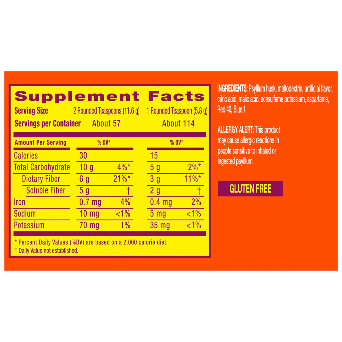 Metamucil, 4-in-1 Fiber Supplement, Psyllium Husk Powder, Sugar-Free Powder, Berry Flavored Drink, 114 Servings Metamucil