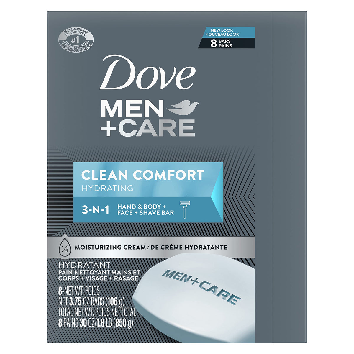 Dove Men Body and Face Bar To Clean and Hydrate Skin 8 Bars 3.75 oz DOVE MEN + CARE