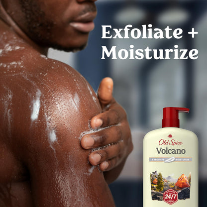 Old Spice Cleansing Body Wash for Men, 24/7 Shower Fresh with Lasting Scent, Exfoliate & Moisture, Gentle on Skin, Vitamin B3, Volcano with Dark Cedar + Amber Scent, 30 oz Old Spice