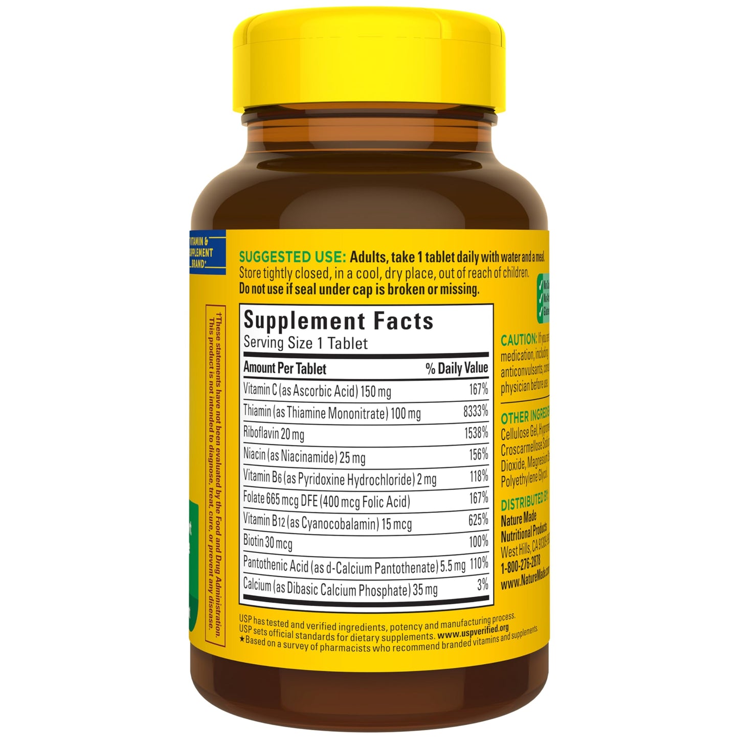 Nature Made Super B Complex with Vitamin C & Folic Acid, B Complex Vitamins for Women and Men, Dietary Supplement Nature Made