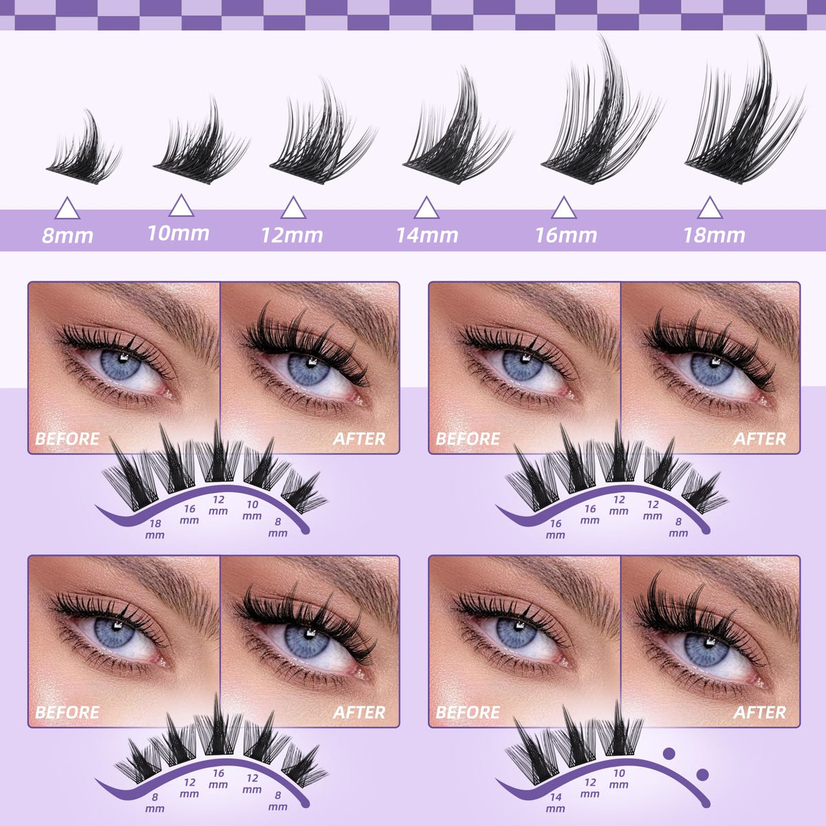 B&Q Manga Lash Clusters Kit DIY 8-18mm Reusable Eyelash Clusters Kit B&Qaugen