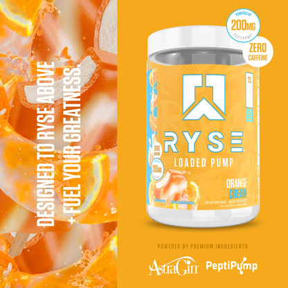 Ryse Loaded Pump Pre Workout Powder - Blue Razz Slush - No Caffeine Stimulant Free Formula for Pump, Power & Endurance - L-Citrulline, PeptiPump, Betaine Anhydrous, Taurine & AstraGin - 25 Servings