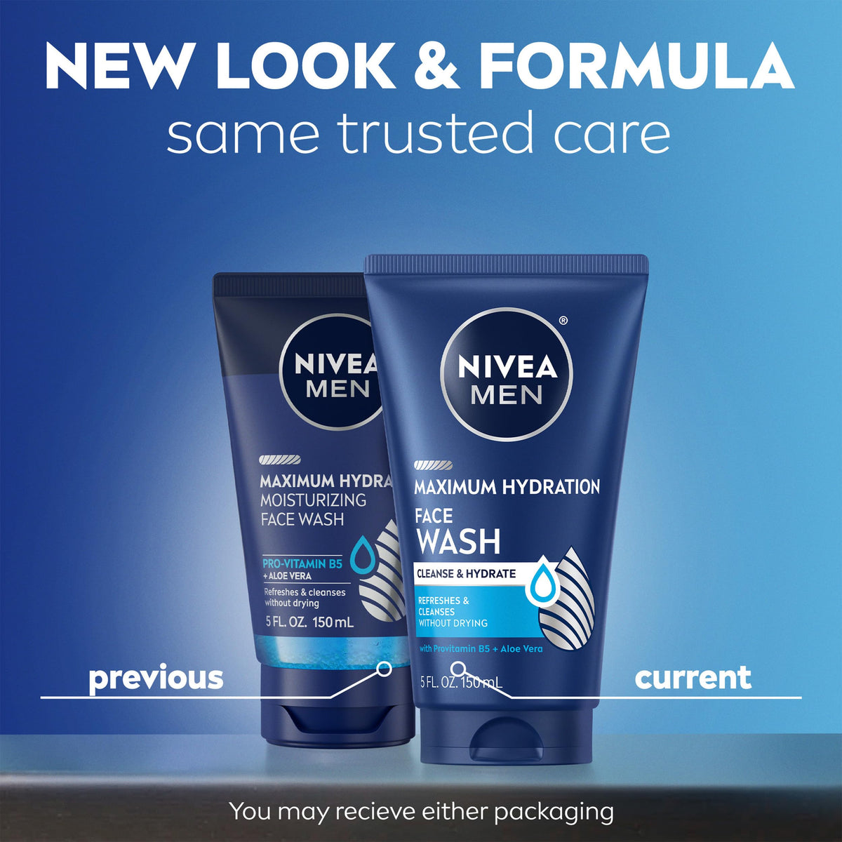 NIVEA MEN Maximum Hydration Face Wash, Provitamin B5 and Aloe Vera, 5 FL OZ NIVEA MEN