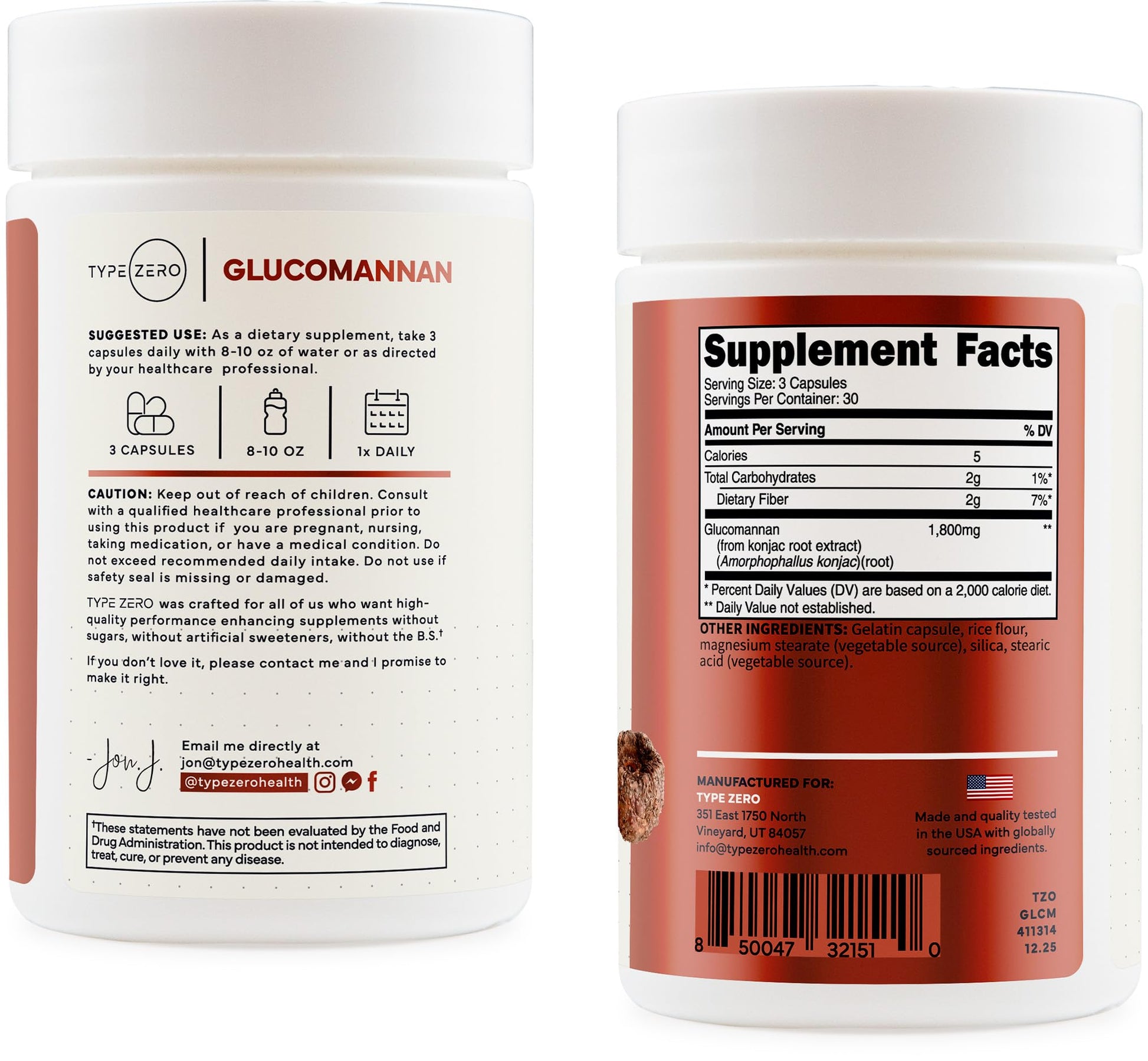 Type Zero Clean Glucomannan Konjac Root Extract (90 Capsules)(1,800 MG Per Serving) - 30 Servings, Non-GMO, Gluten Free Type Zero buy australia supplements
