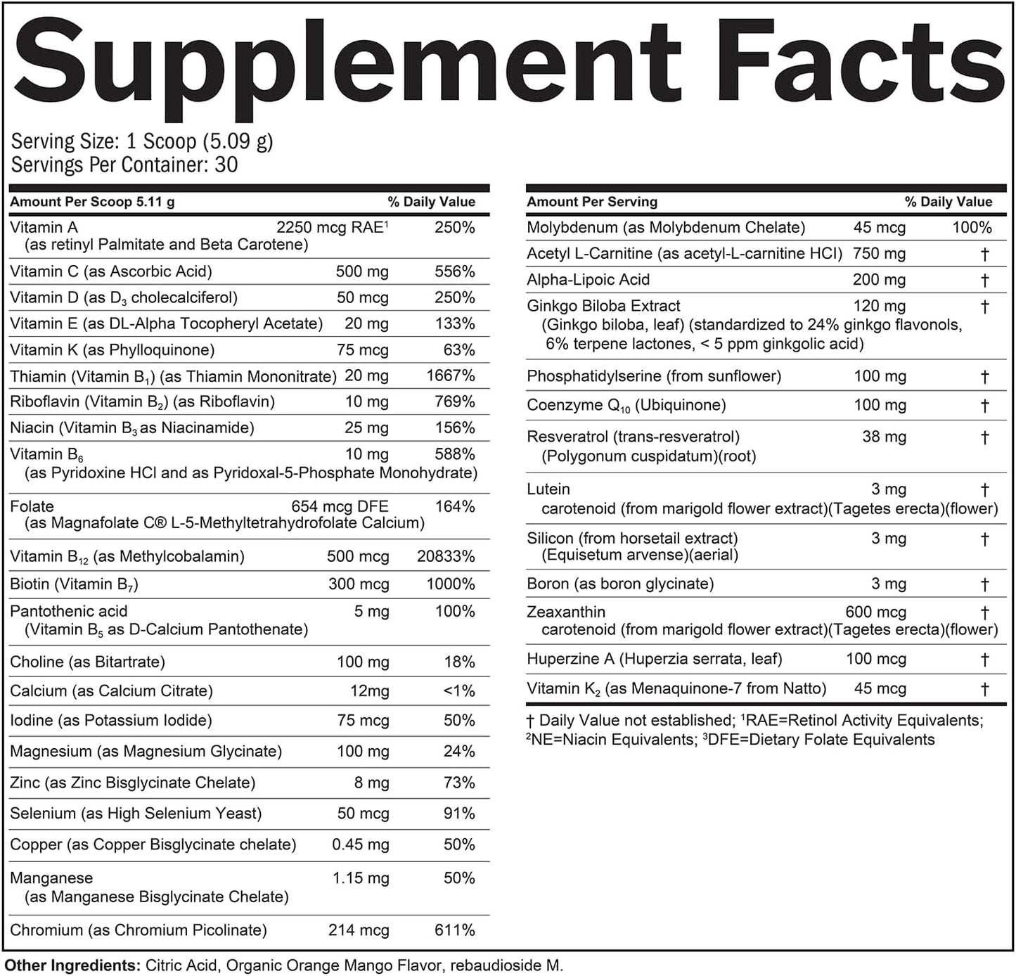 BRAINMD Dr Amen BRIGHT MINDS Memory Multi, Orange Mango Flavor - 5.4 oz Powder - Multivitamin & Memory Support - Gluten Free, Sugar Free - 30 Servings