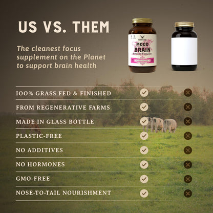 Heart & Soil – 100% Grass Fed & Finished Hair Skin and Nails Supplement from Regenerative Cattle with Cartilage, Liver, & Bone Marrow – 3000mg Beef Organs for Women & Men – Glass Bottle – 180 Capsules