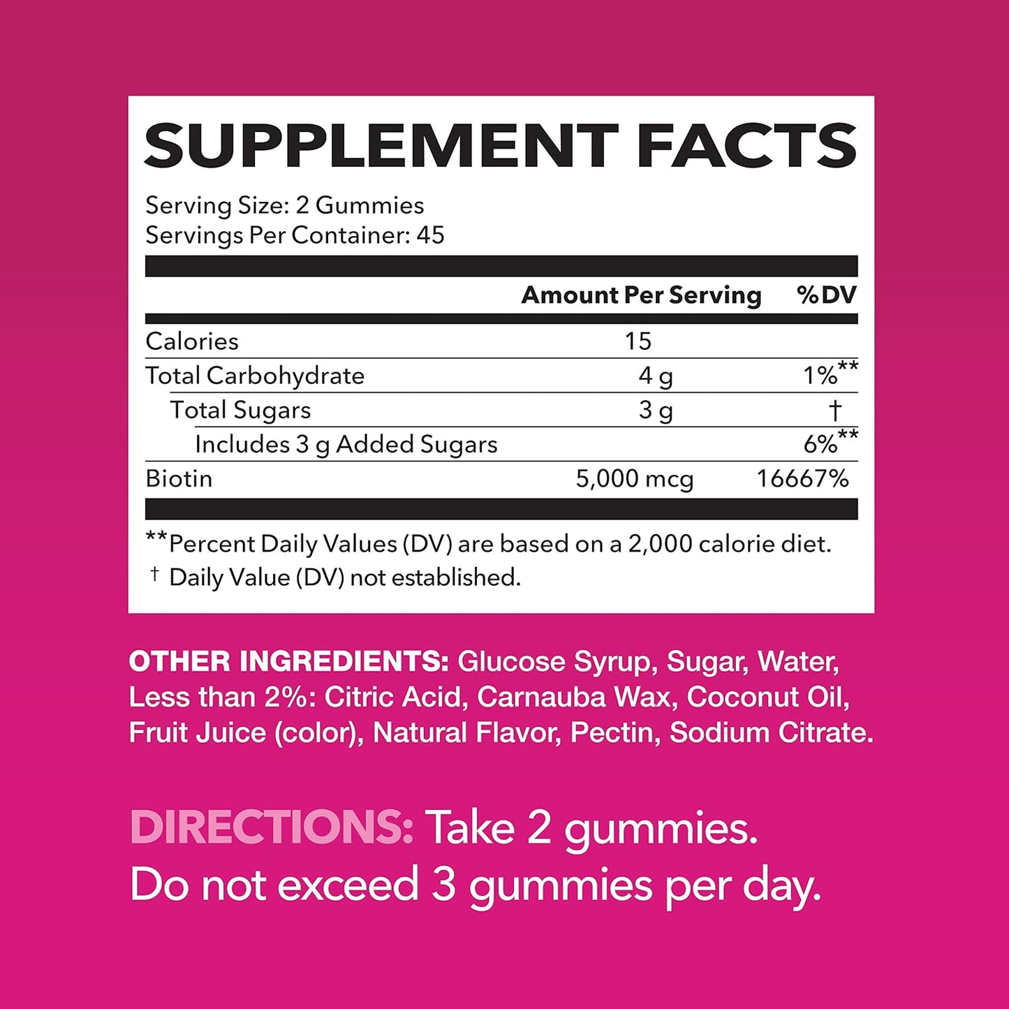 Biotin Gummies 5000mcg Per Serving for Hair, Skin & Nails, Strawberry, 90ct | Non-GMO and Gluten Free 5000mcg Biotin Gummies for Women and Men, GLP-1 Nutritional Support for Hair Health, 45 Servings Gsupps Australia