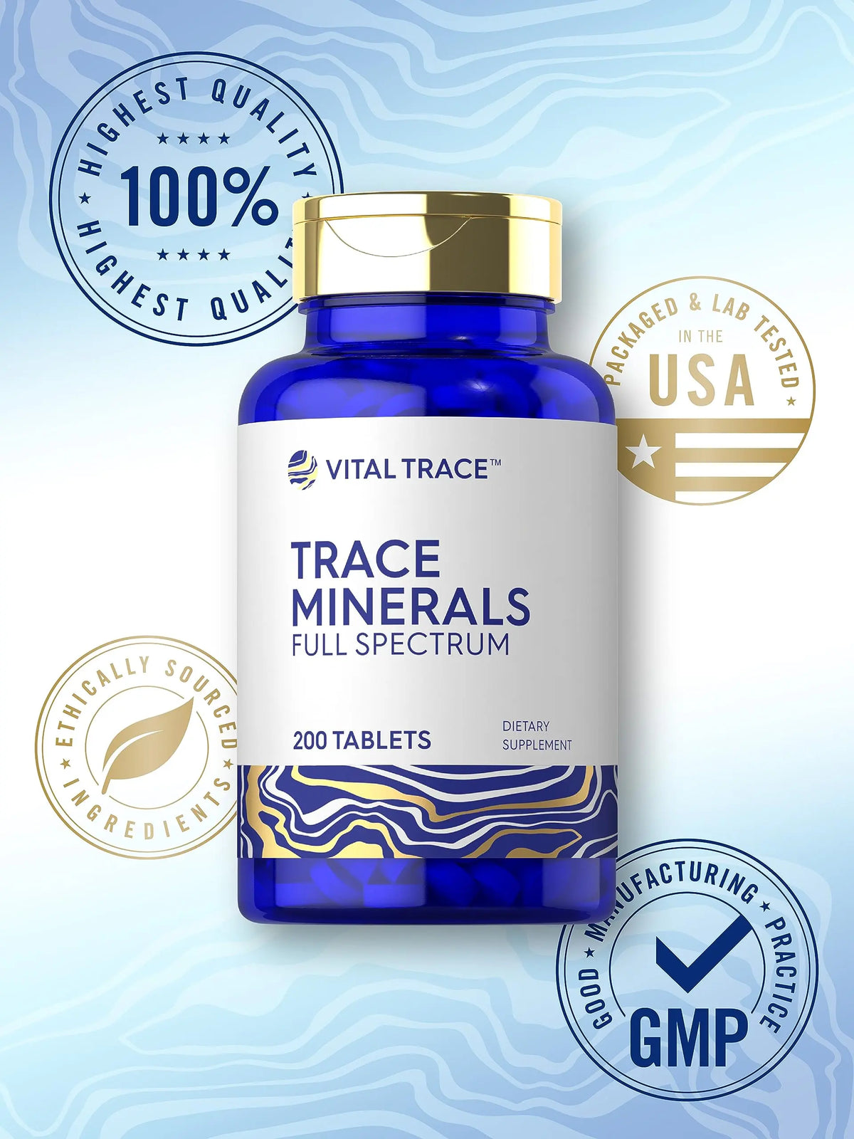 Carlyle Trace Minerals | 200 Tablets | Full Spectrum Supplement | Non-GMO & Gluten Free Complex | by Vital Trace Carlyle