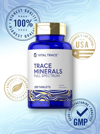 Carlyle Trace Minerals | 200 Tablets | Full Spectrum Supplement | Non-GMO & Gluten Free Complex | by Vital Trace Carlyle