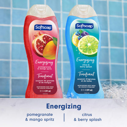 Softsoap Body Wash, Pomegranate & Mango Spritz Body Wash, 20 Fl Oz (Pack of 4) Softsoap
