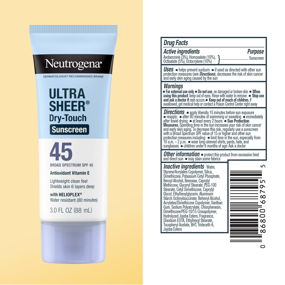 Neutrogena Ultra Sheer Dry Touch Sunscreen Lotion SPF 45, 2 x 3 fl. oz Neutrogena