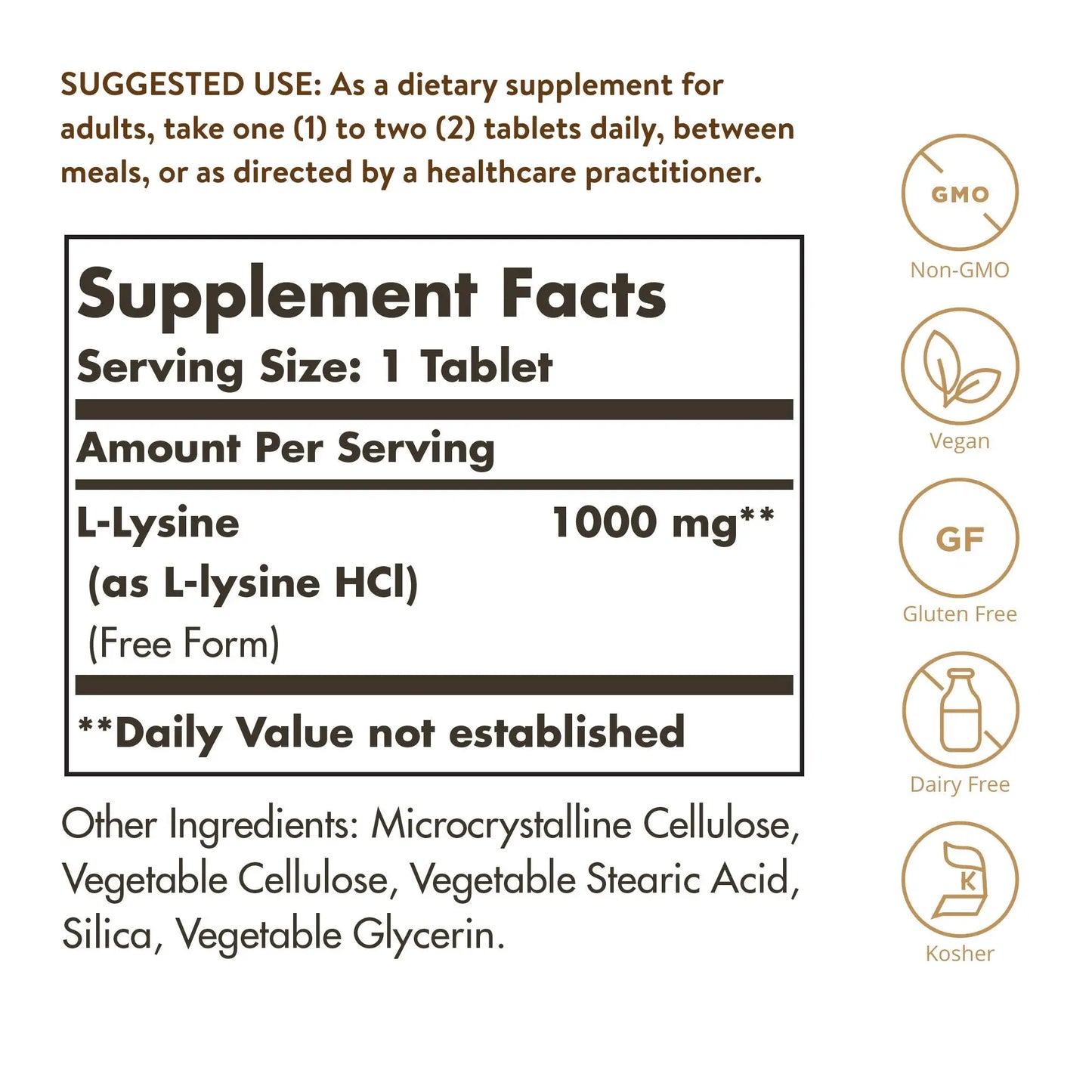 Solgar L-Lysine 1000 mg, 250 Tablets - Enhanced Absorption and Assimilation - Promotes Integrity of Skin and Lips - Collagen Support - Amino Acids Solgar