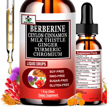 Berberine Drops, High Absorption 6-in-1 Liquid Berberine Supplement with Ceylon Cinnamon Milk Thistle Turmeric, Premium Berberine HCl for Immune Function Metabolic & Digestive Support, 30 Servings Vita letuo buy australia supplements