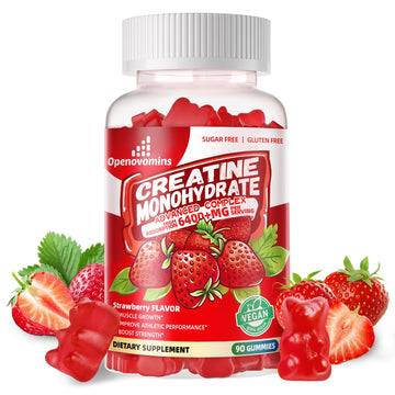 Creatine Monohydrate Gummies Complex for Men & Women -Advanced Formula W/L-Taurine + Vitamin B12, Sugar Free Chewable Supplement,90 Strawberry Gummies Openovomins buy australia supplements