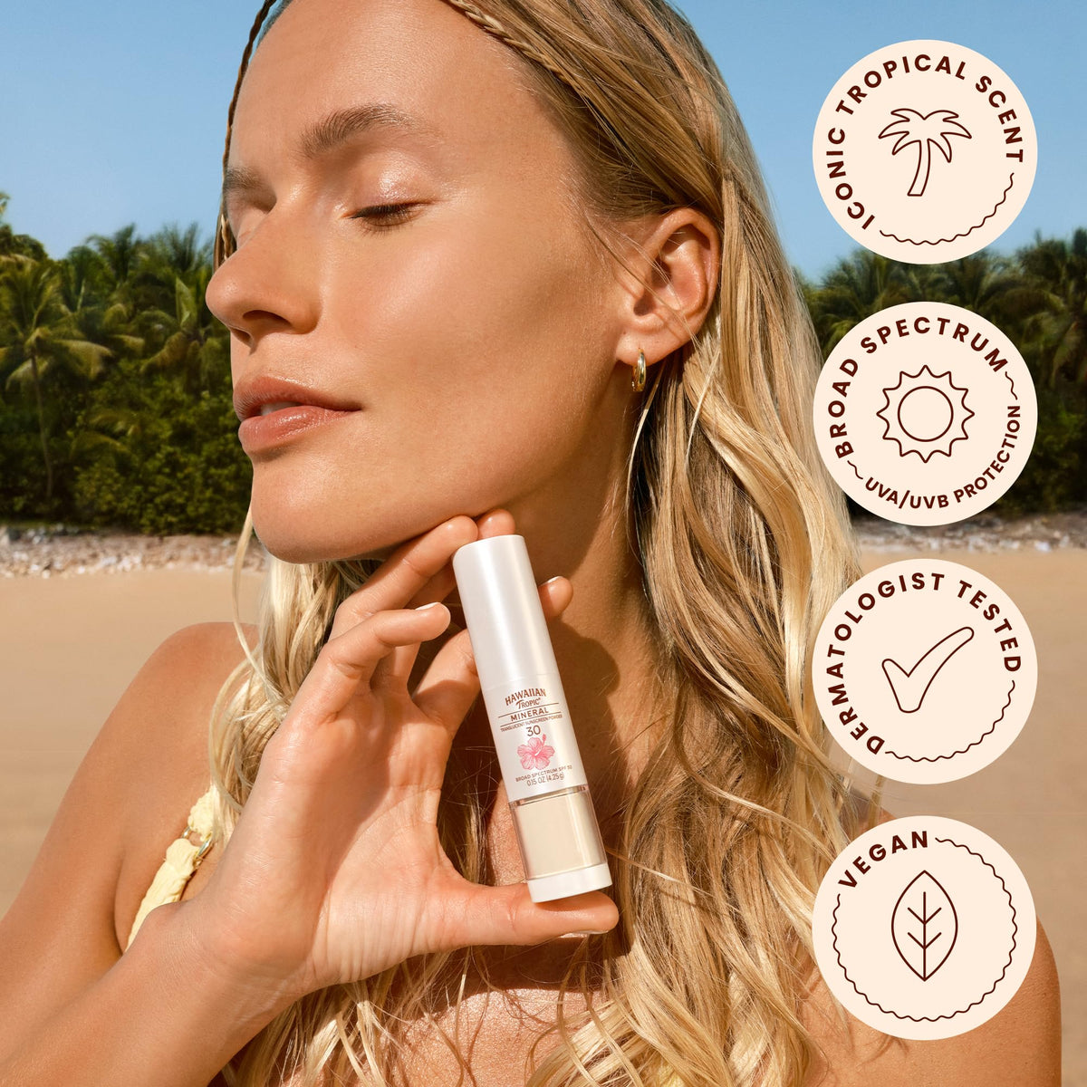 Hawaiian Tropic Mineral Powder Sunscreen Brush SPF 30, 0.15 Oz Hawaiian Tropic