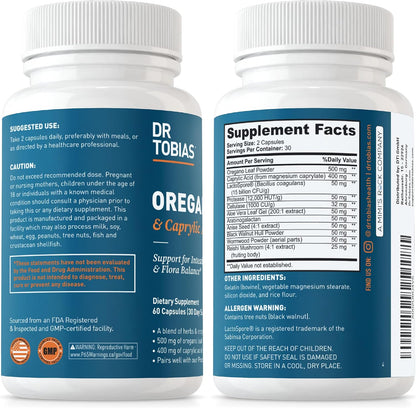 Dr. Tobias Oregano and Caprylic Acid Blend and Probiotics for Women - Supports Gut, Immune, and Urinary Health, Non-GMO