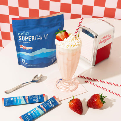 Nello Supercalm Powdered Drink Mix, Cortisol Reducer*, Sleep Aid Supplement, L Theanine, Ksm-66 Ashwagandha, Magnesium Glycinate, Vitamin D 3, No Sugar Nello