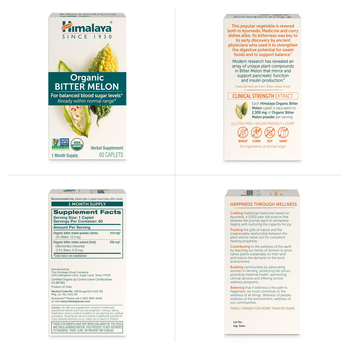 Himalaya Organic Bitter Melon - Herbal Glucose Metabolism Support - USDA Organic, Non-GMO, Vegan, Gluten Free Himalaya