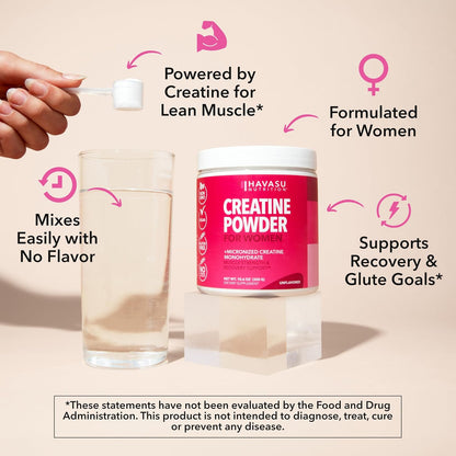 Creatine for Women, Unflavored, 300gm, 3g, Energy & Lean Muscle Support | Micronized Creatine Monohydrate Per Serving, Mental Clarity Support, Post Workout Recovery, Non-GMO, 100 Servings, Vegan Gsupps Australia