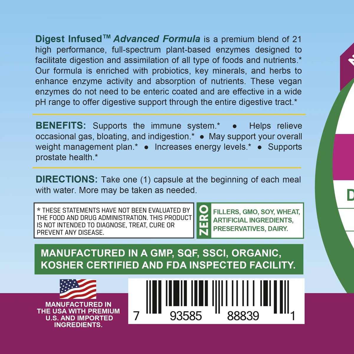 Life Infused Digestive Enzymes with Probiotics – 21 Plant-Based Enzymes with Bromelain, Papain, Amylase & Protease – Digestive Support for Gas & Bloating – Life Infused