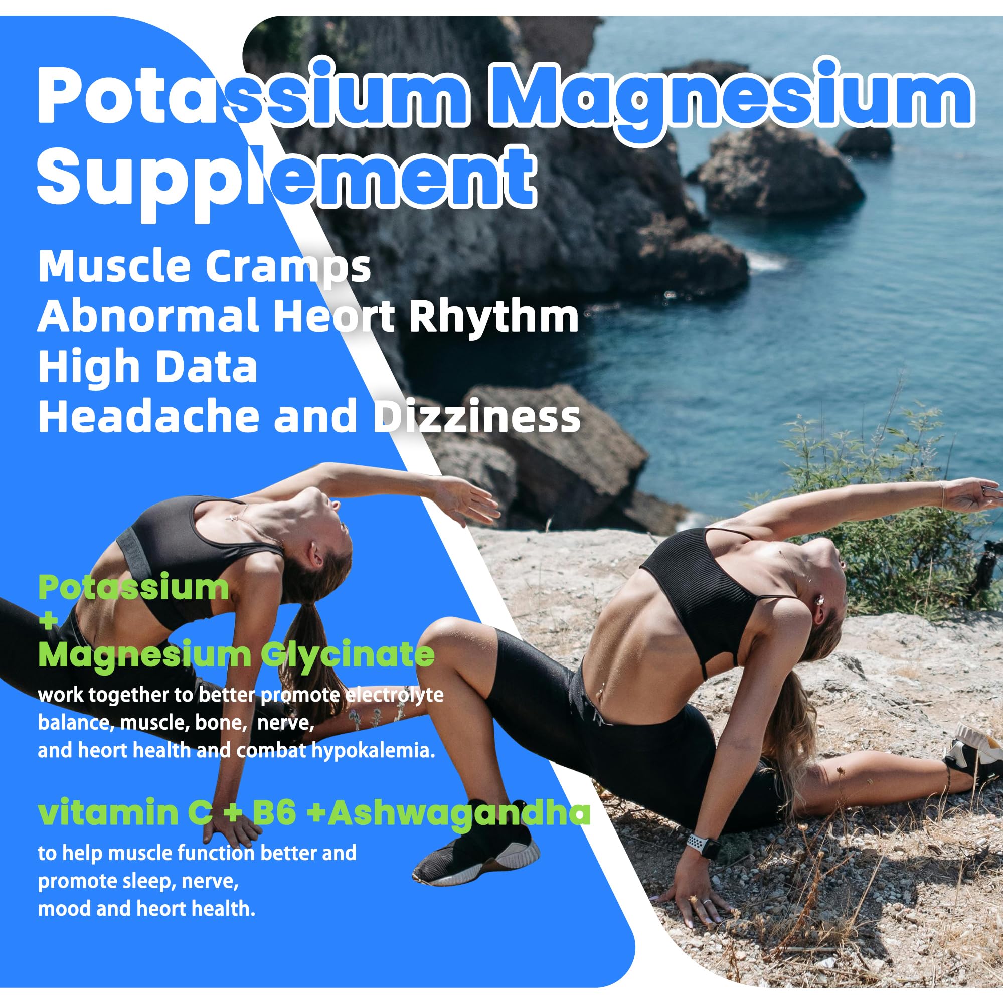 Potassium Magnesium Gummies,Potassium Supplement w/Ashwagandha,High Absorption Magnesium Glycinate,B6,D3,Potassium Citrate for Leg Cramps,Muscle,Electroyte for Adults Kids,Sugar-Free, 60 Gummies NUTRAGOGO buy australia supplements