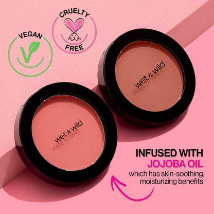 wet n wild Color Icon Blush, Effortless Matte Natural Sheer Glow & Seamless Blend, Luxuriously Infused Smooth Jojoba Oil, Cruelty-Free & Vegan - Pinch Me Pink wet n wild