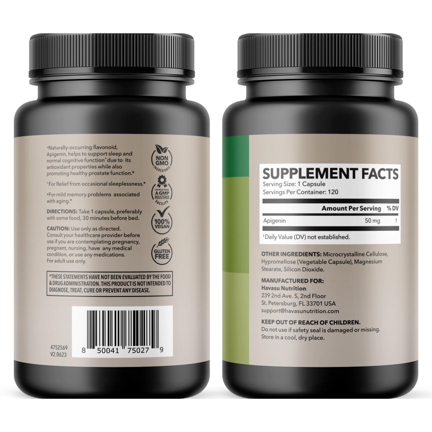 Apigenin Capsules 50mg, 60 Count, Sleep & Cognitive Support Supplement | Melatonin-Free Sleep Support, Chamomile Flavonoid for Relaxation & Cognitive Function, Vegan, Non-GMO, 2-Month Supply Gsupps Australia
