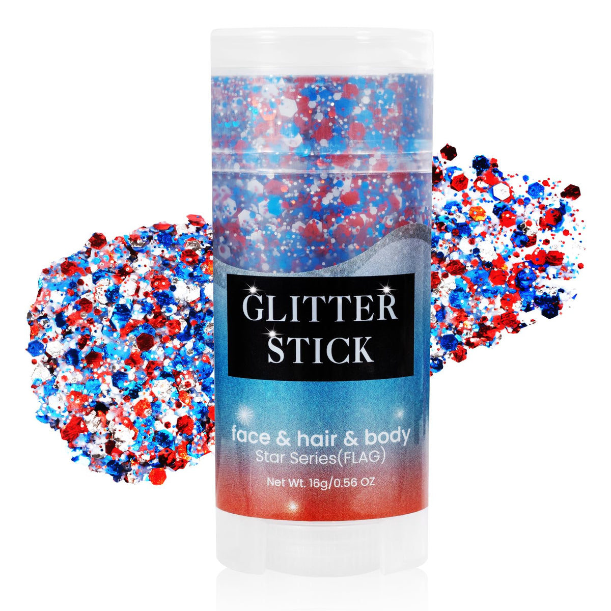 Mysense Patriotic Red White and Blue Face Hair Body Glitter Stick,4th of July Outfits and Accessories for Women Kids,USA Flag Makeup for Independence Day 250 Anniversary Memorial Day Veterans Day Mysense