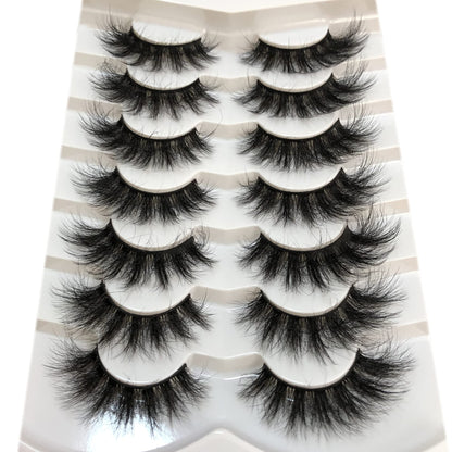 Pooplunch False Eyelashes Faux Mink Lashes Cat-Eye Look 18MM Wispy Long 8D Volume Fake Eyelash Strips 7 Pairs Pack Pooplunch