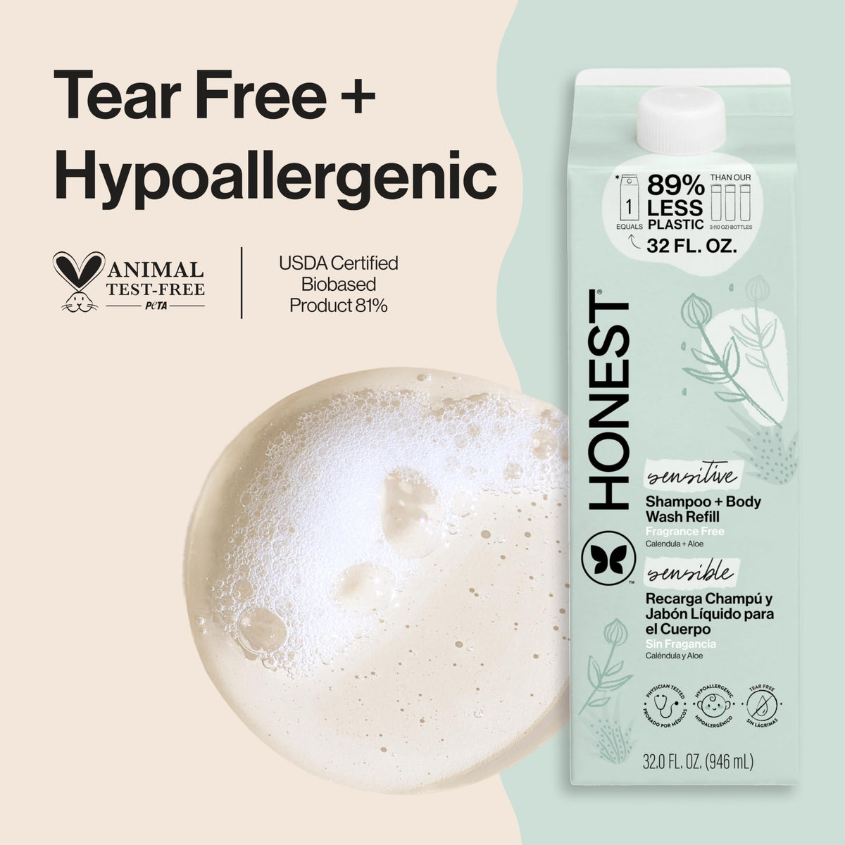 The Honest Company Shampoo & Body Wash, Hypoallergenic, Fragrance-Free The Honest Company