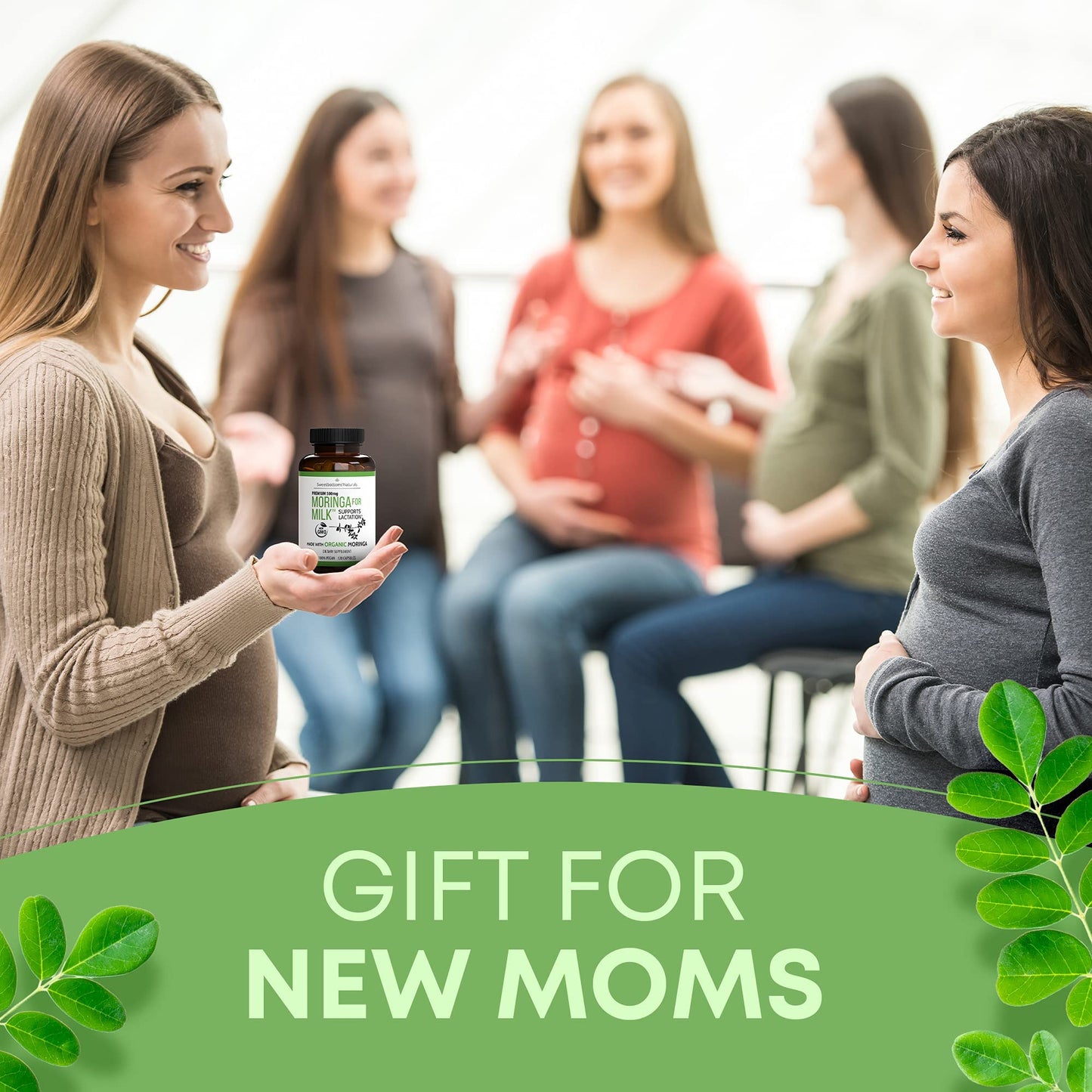 Lactation Supplement - Organic Moringa Capsules for Breastfeeding Support to Increase Breastmilk Supply (120 ct) Pure Malunggay Leaf Powder for Milk Production Booster Sweetbottoms