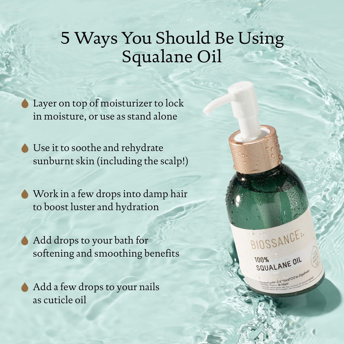 BIOSSANCE 100% Squalane Oil - Vegan Face & Body Oil Moisturizer - 3.3 oz BIOSSANCE