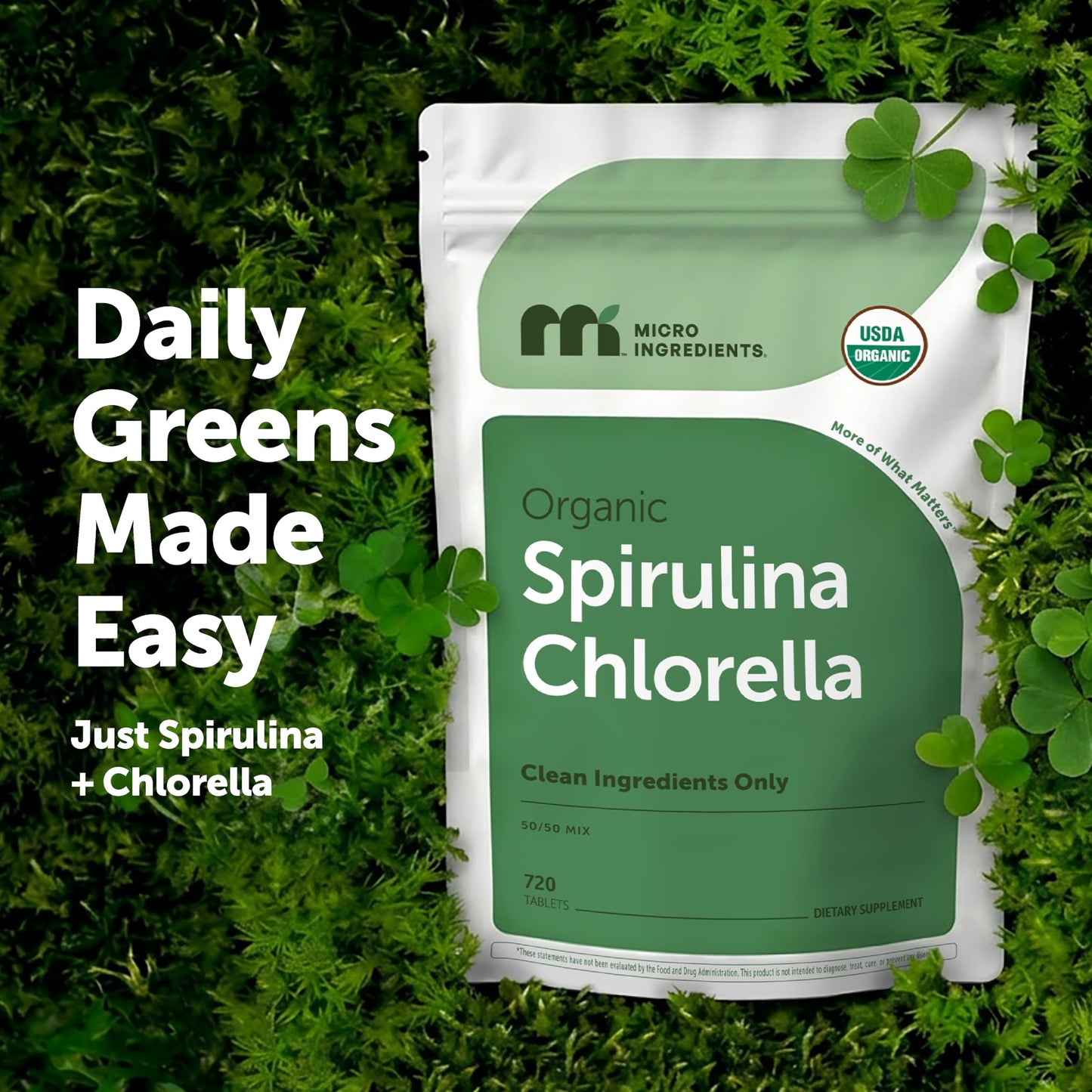 Micro Ingredients Organic Spirulina Chlorella Tablets, 720 Count | 4 Month Supply | 50/50 Algae Blend | Broken Cell Wall | Non-GMO, Filler Free Micro Ingredients