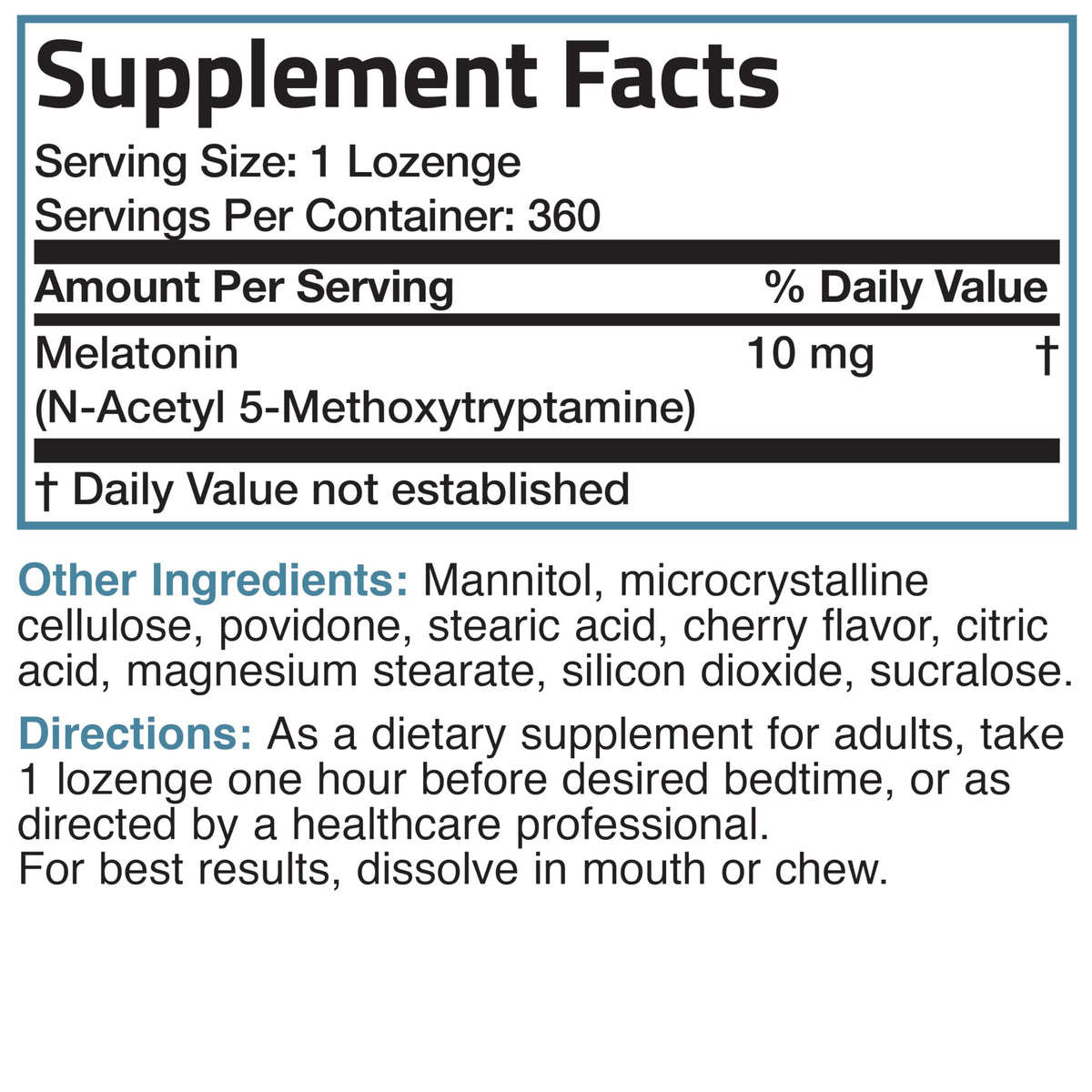 Bronson Melatonin 10mg Fast Dissolve Cherry Flavored Tablets Vegetarian Chewable Lozenges, 360 Count Bronson